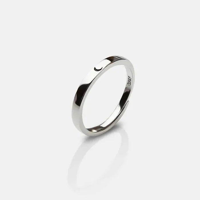 2Pcs Adjustable Silver Sun Moon Couple Heart Rings Set Gift Jewelry