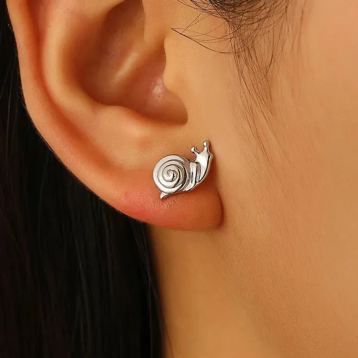 Copper Snail Stud Earrings for Women Vintage Small Animal Jewelry Gift