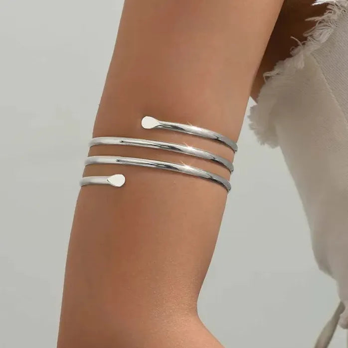 Vintage Gold Metal Multilayer Lines Adjustable Cuff Bracelet for Women Jewelry