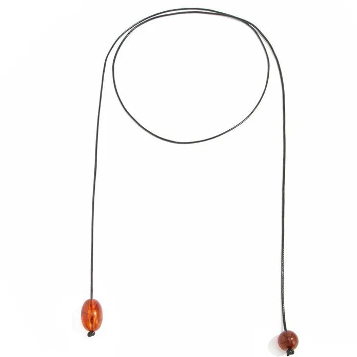 Minimalist Water Drop Pendant Choker Necklace Women Adjustable Black Cord
