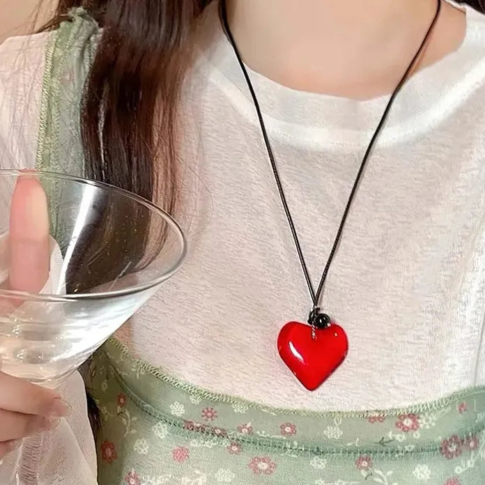 Round Hollow Pendant Necklace for Women Black Leather Rope Sweater Chain Geometric Design