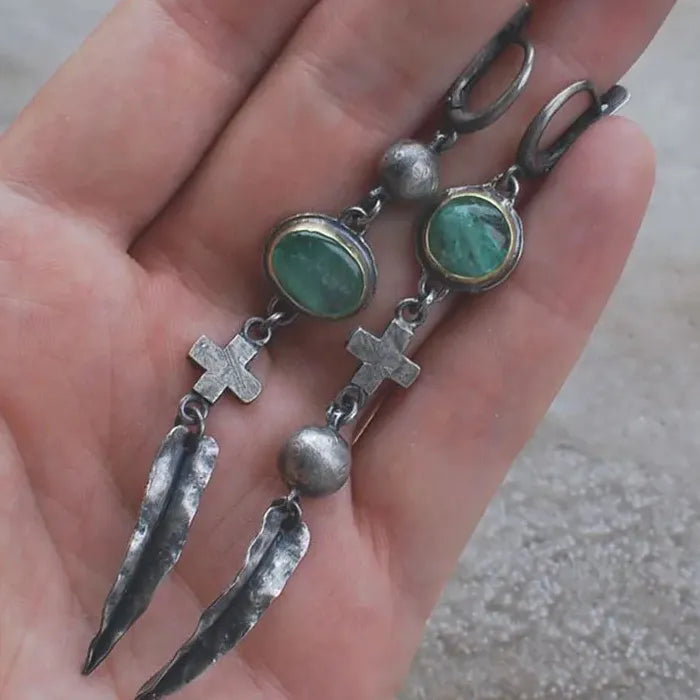 Vintage Silver Zinc Alloy Long Chain Tassel Star Shaped Drop Earrings Gift