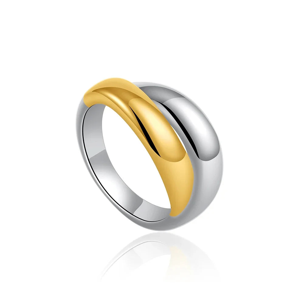 Vintage Multilayer Wide Chunky Knuckle Ring Gold Plated Stainless Steel Zircon Wedding Jewelry
