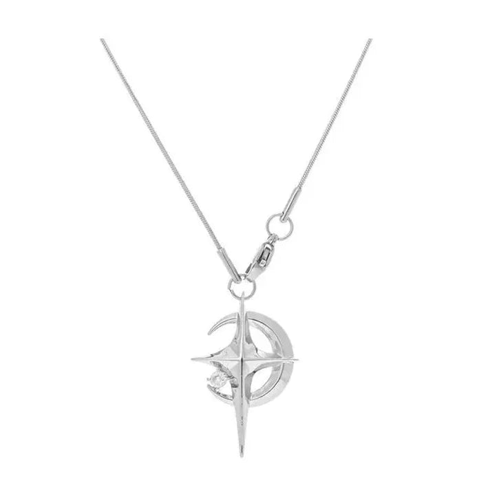 Galaxy Star Pendant Necklace Y2K Punk Clavicle Chain for Women Men