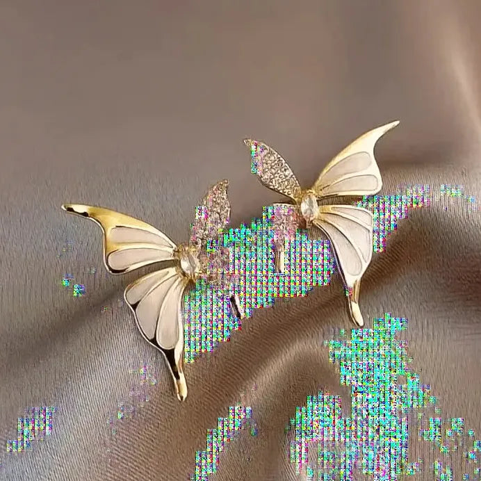 Butterfly Cubic Zirconia Stud Earrings for Women Elegant Fashion Jewelry