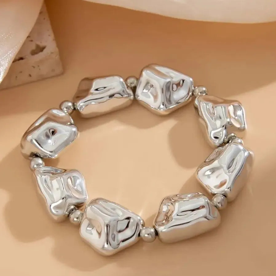 Vintage Geometric CCB Bead Bracelet for Women Elastic Punk Charm Bangle Gift Jewelry