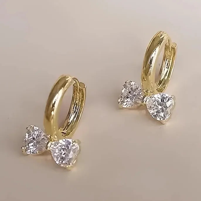 Cubic Zirconia Geometric Bowknot Hoop Earrings Copper Alloy Jewelry for Women