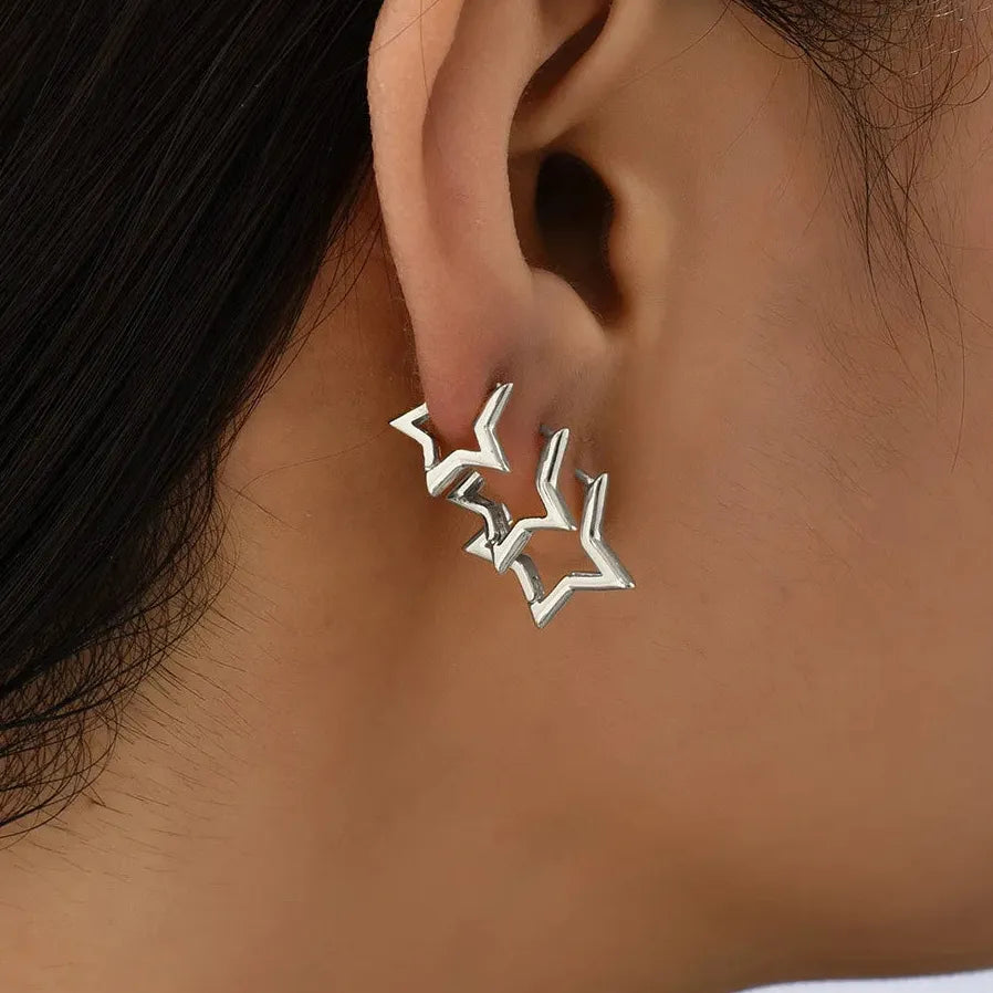 6Pcs Star Hoop Earrings for Women Gothic Rock Piercing Jewelry Fashion Accessory