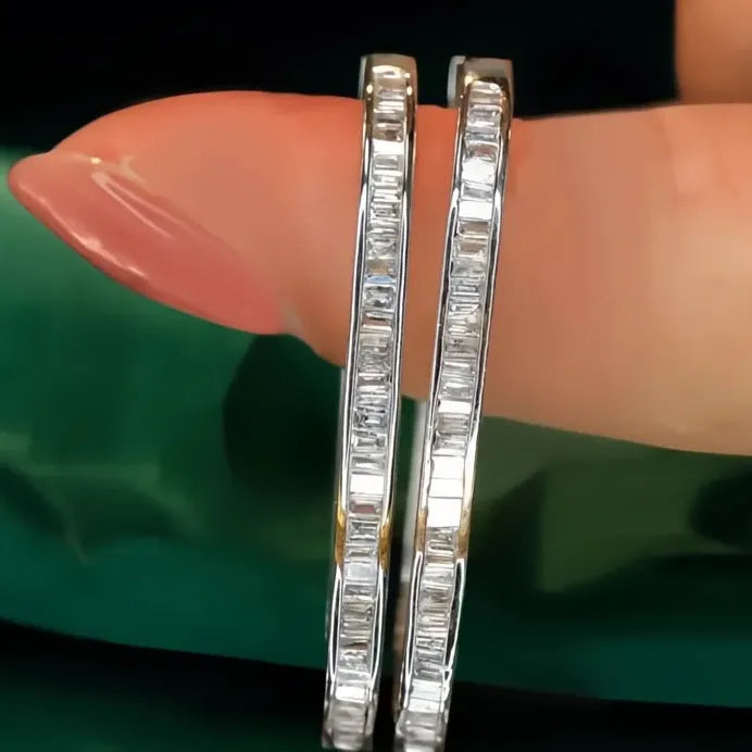 Circle Shaped Hoop Earrings with Sparkling Cubic Zirconia Jewelry