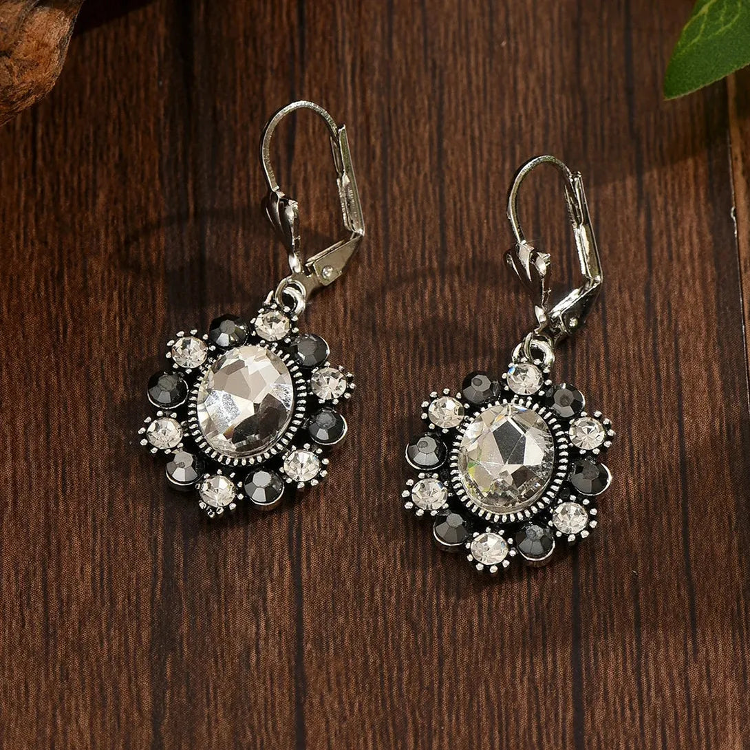 Elegant Imitation Crystal Geometric Drop Earrings Copper Metal Women's Jewelry Gift
