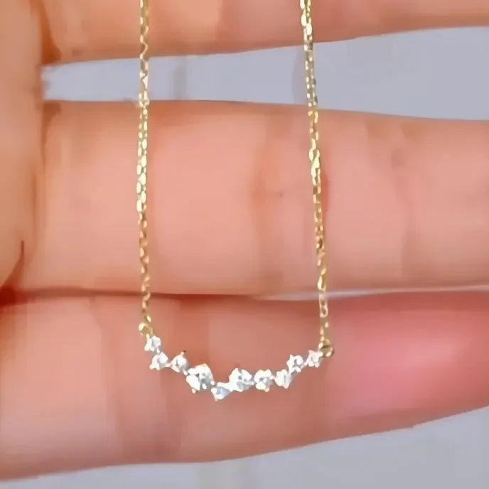 Trendy Pendant Necklace for Women with Shiny Cubic Zirconia Wedding Band Charm Jewelry