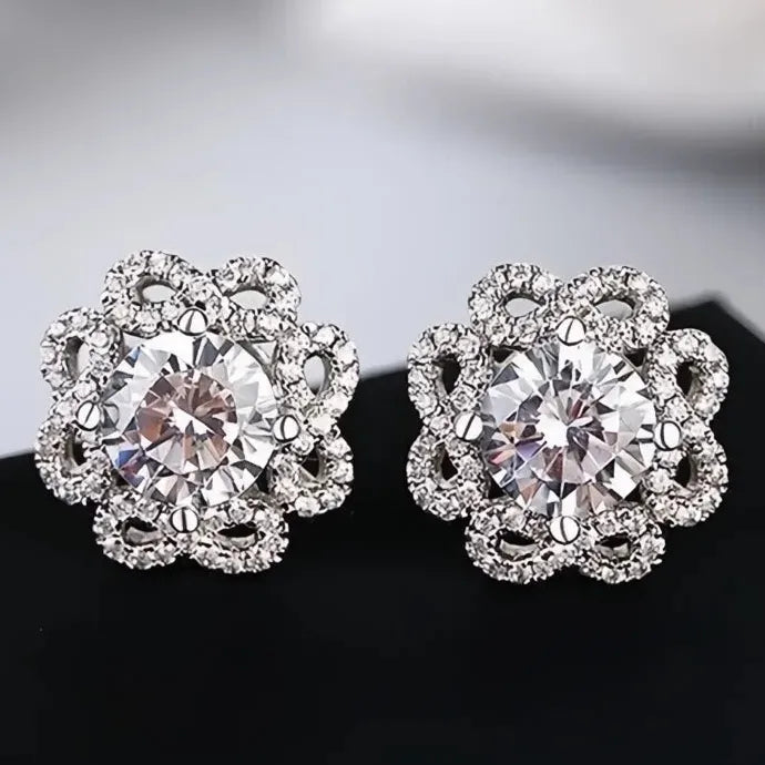 Geometric Cubic Zirconia Crystal Stud Earrings for Women Wedding Party Jewelry