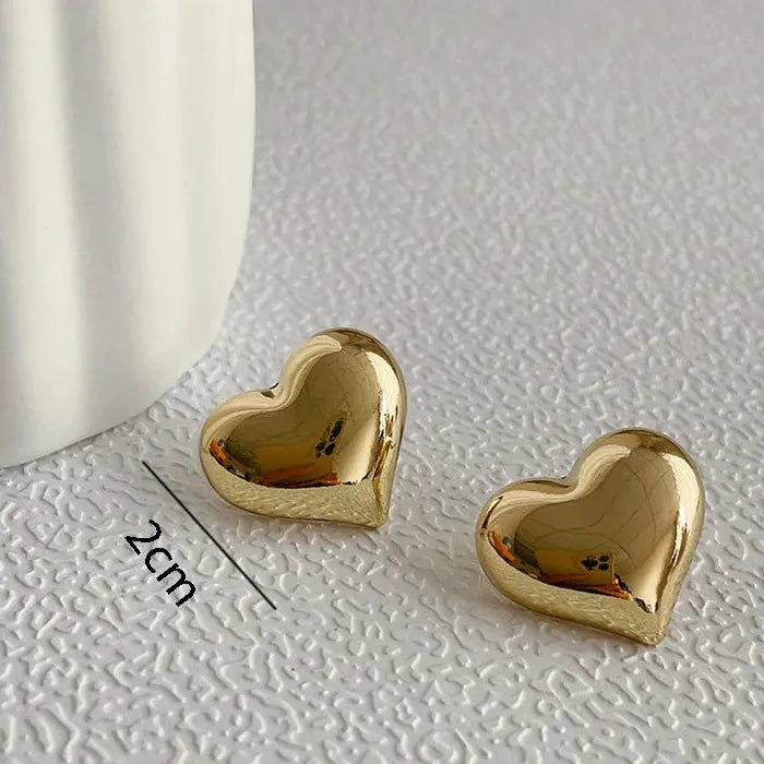 Minimalist Heart Stud Earrings for Women Zinc Alloy Wedding Jewelry