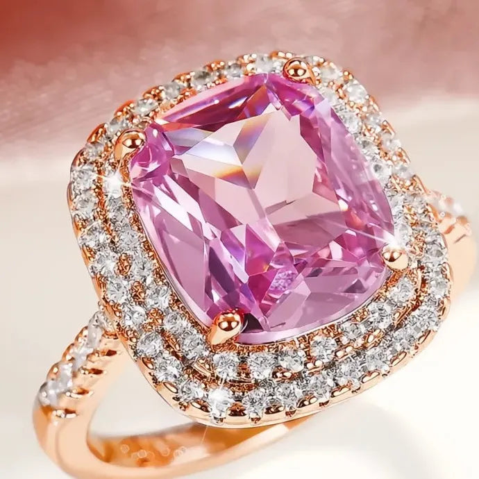 Elegant Geometric Cubic Zirconia Wedding Band Ring for Women Brass CZ Jewelry