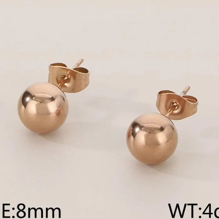Gold Stainless Steel Hollow Ball Stud Earrings for Women Wedding Jewelry