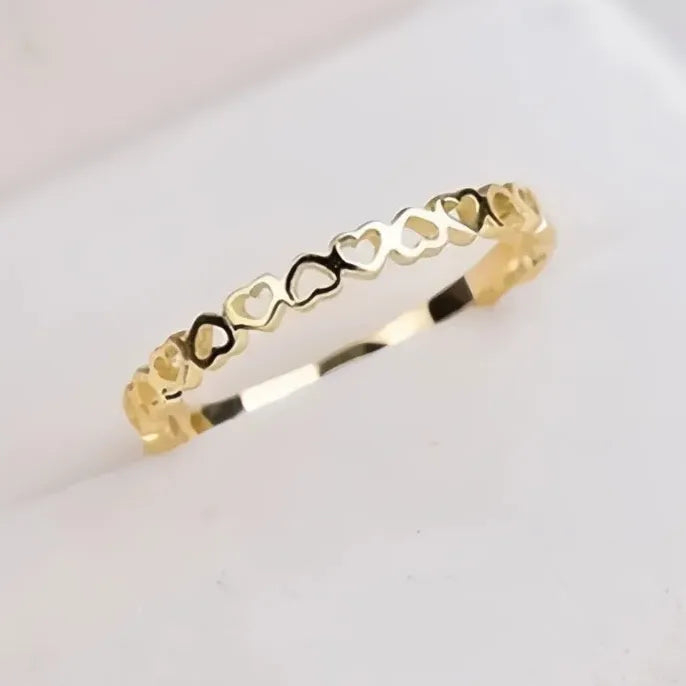 Hollow Hearts Geometric Zinc Alloy Ring for Women Fashion Jewelry Gift 4 Colors