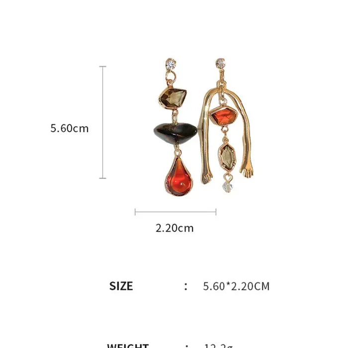 2025 French Retro Abstract Female Fashion Zinc Alloy Earrings
