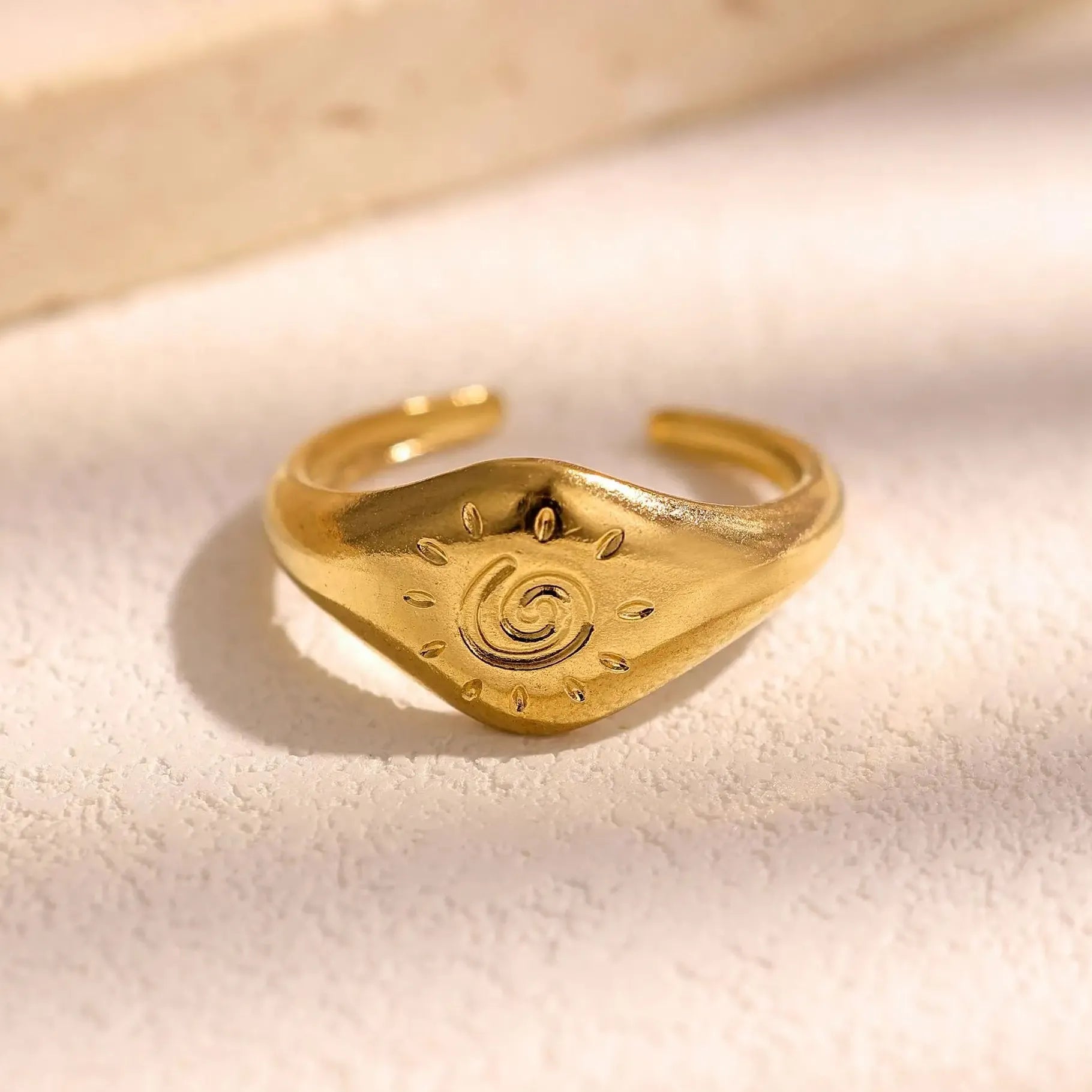 Retro Stainless Steel Irregular Geometric Cocktail Ring for Women Punk Jewelry Gift