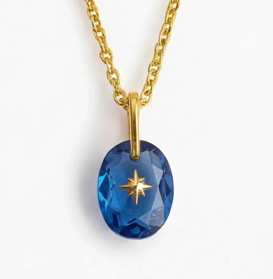 Multi-color Crystal Zircon Oval Pendant Necklace for Women Stainless Steel Jewelry