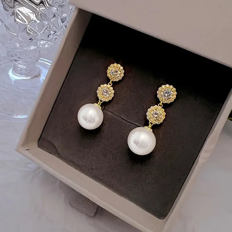 Delicate Imitation Pearl Drop Earrings Wedding Bride Accessories Elegant Jewelry