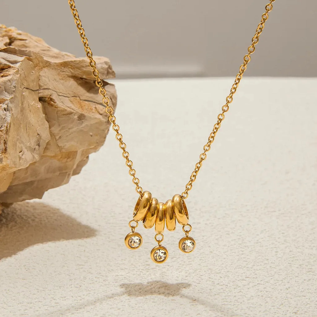 18k Gold Plated Stainless Steel CZ Multi Tiny Ring Necklace Choker 2026 Jewelry