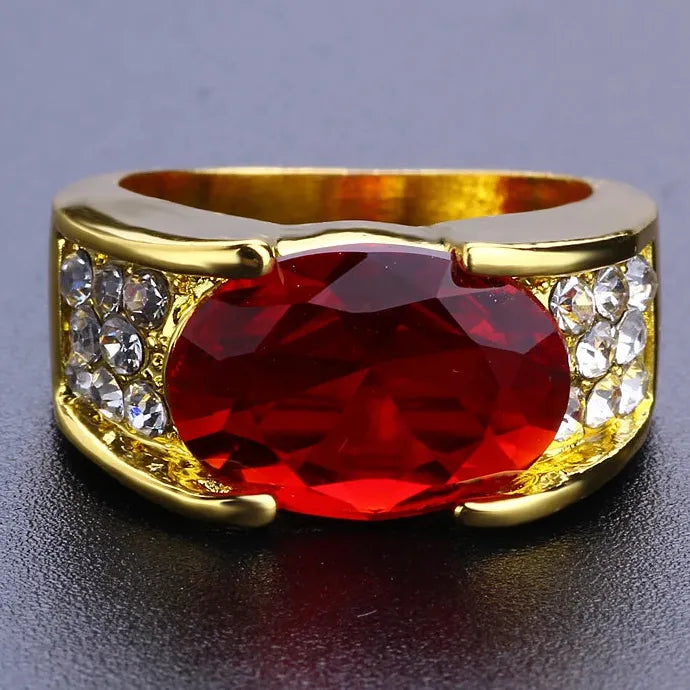 Inlaid Black Zinc Alloy Ring Cross for Men Red Purple Rhinestone Jewelry Anniversary