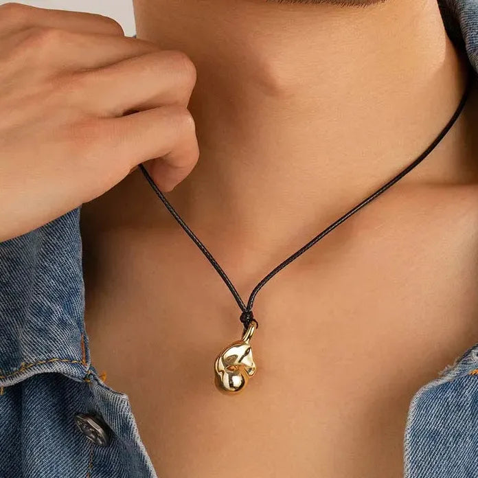 Geometric Cotton Pendant Necklace Adjustable Leather Cord Unisex Jewelry