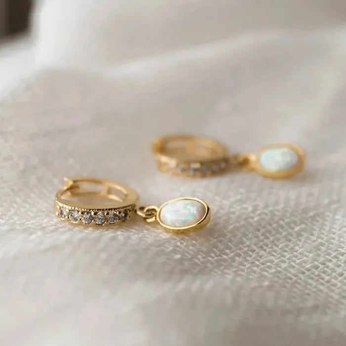 Elegant Gold Cubic Zirconia Drop Earrings for Women, Synthetic Australian Jewelry Gift