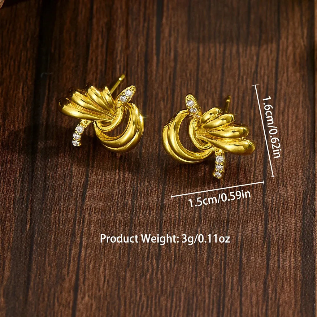 Gold Copper Multi Layer Texture Cross Knot Drop Earrings for Women Retro Jewelry