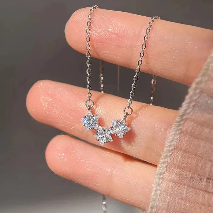Luxury Stainless Steel Pink Zircon Star Pendant Necklace for Women Y2K