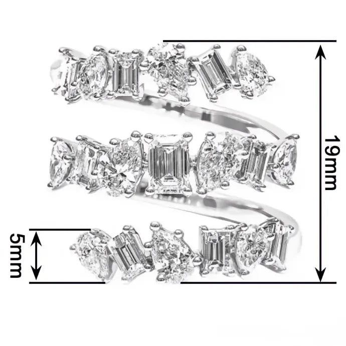 Multi-layer Women’s Geometric Brass CZ Ring Wedding Party Jewelry Gift