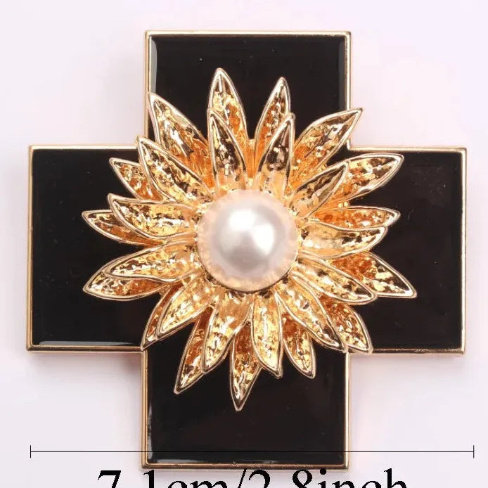 Luxury Floral Cross Brooch for Men and Women Elegant Gift Accessory
