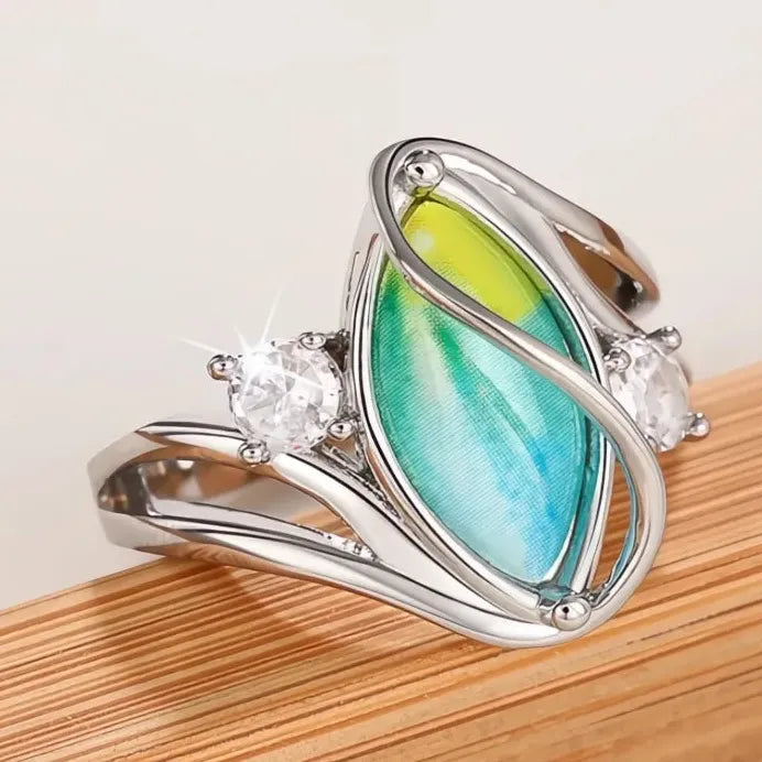 Boho Marquise Cocktail Ring Women Brass CZ Jewelry Stylish Geometric