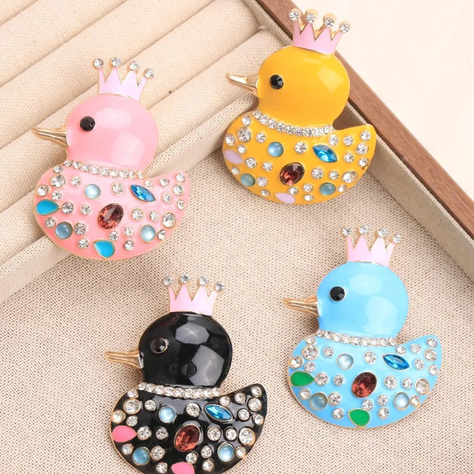 Luxury Crown Duck Brooch Wedding Gift for Women Elegant Classic Style