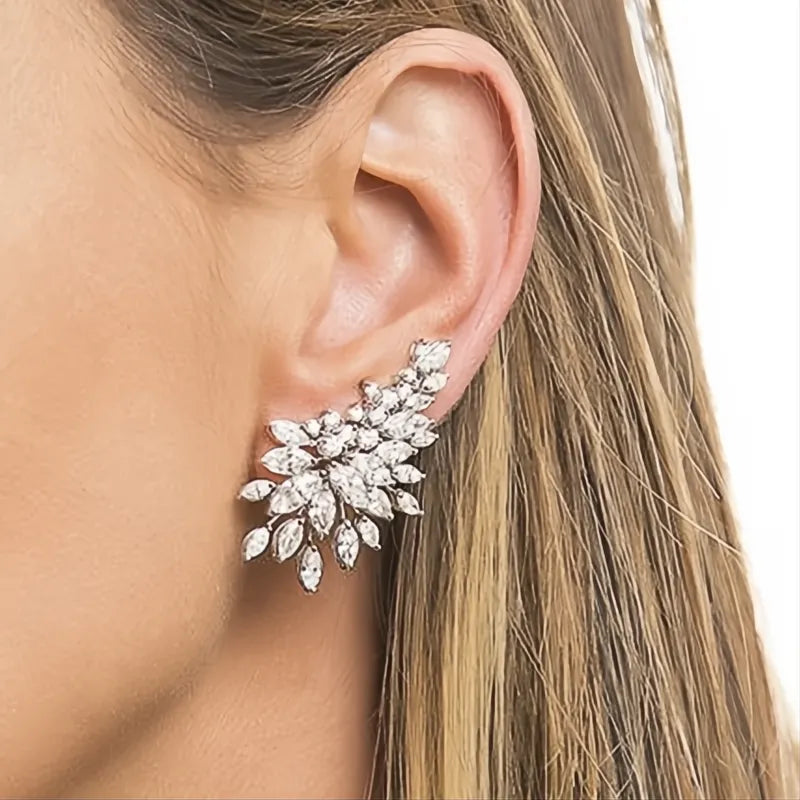 Sparkling Cubic Zirconia Stud Earrings for Women Wedding Party Fashion Jewelry Accessories