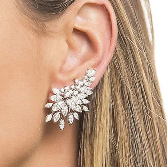 Sparkling Cubic Zirconia Geometric Stud Earrings for Women Wedding Party Jewelry