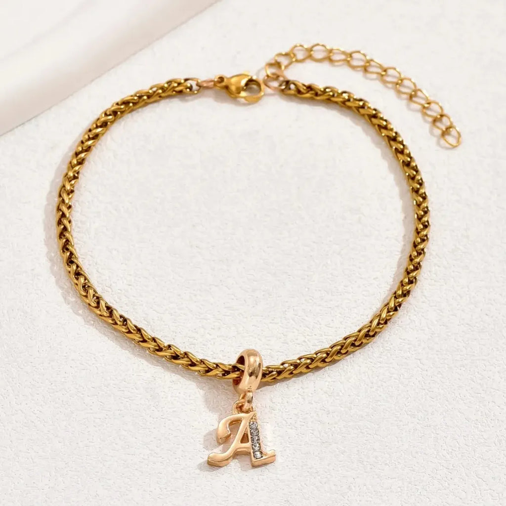 Stainless Steel Punk Initial Alphabet Charm Bracelet for Women Men Hypoallergenic Jewelry Gift Waterproof