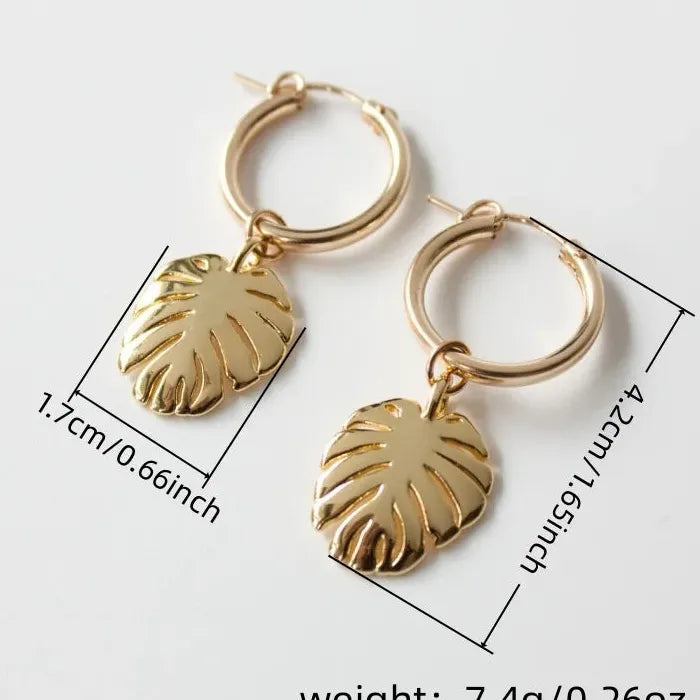 Bohemian Tropical Leaf Pendant Zinc Alloy Earrings for Women and Girls New Style