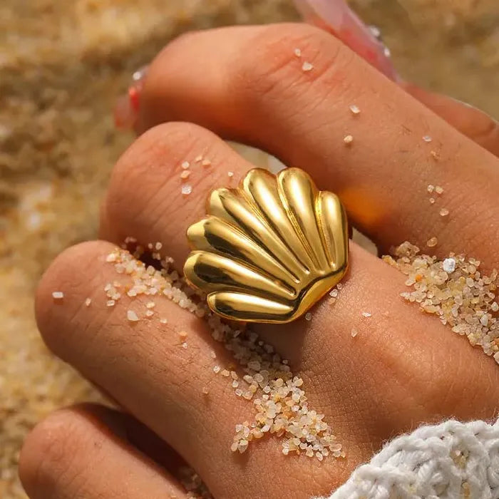 Stainless Steel Adjustable Starfish Open Ring Vintage Gold Jewelry Trendy