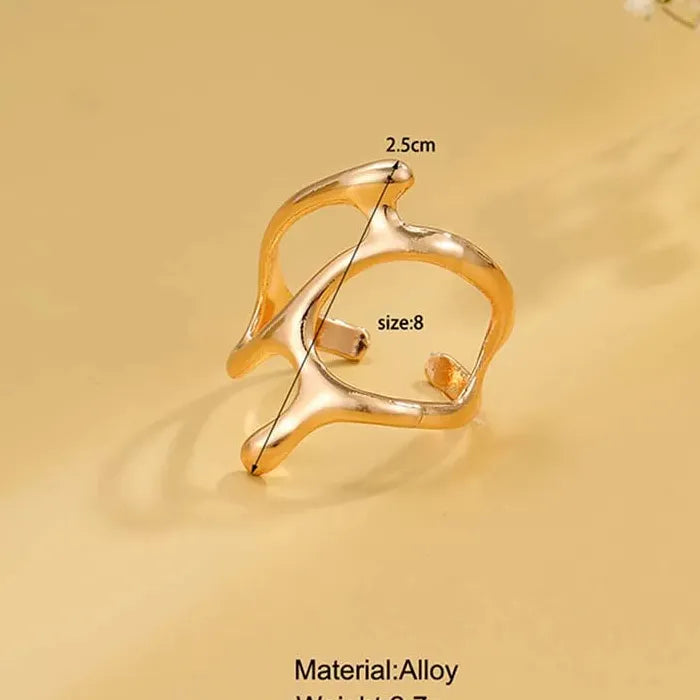 Vintage Irregular Hollow Adjustable Cocktail Ring for Women Fashion Jewelry