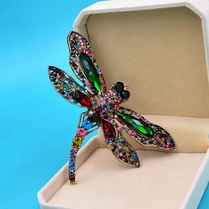 Blue Dragonfly Brooch Pin Pendant Vintage Style Rhinestone Gift