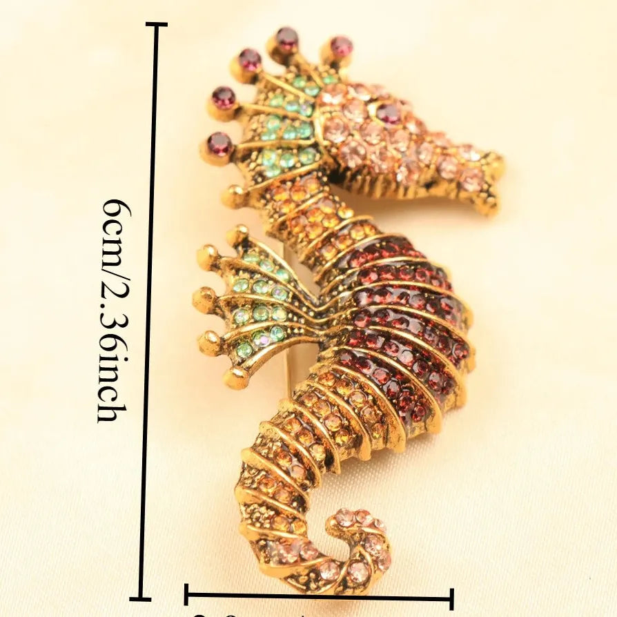 Vintage Classic Seahorse Brooch Pin Jewelry Gift for Men Women