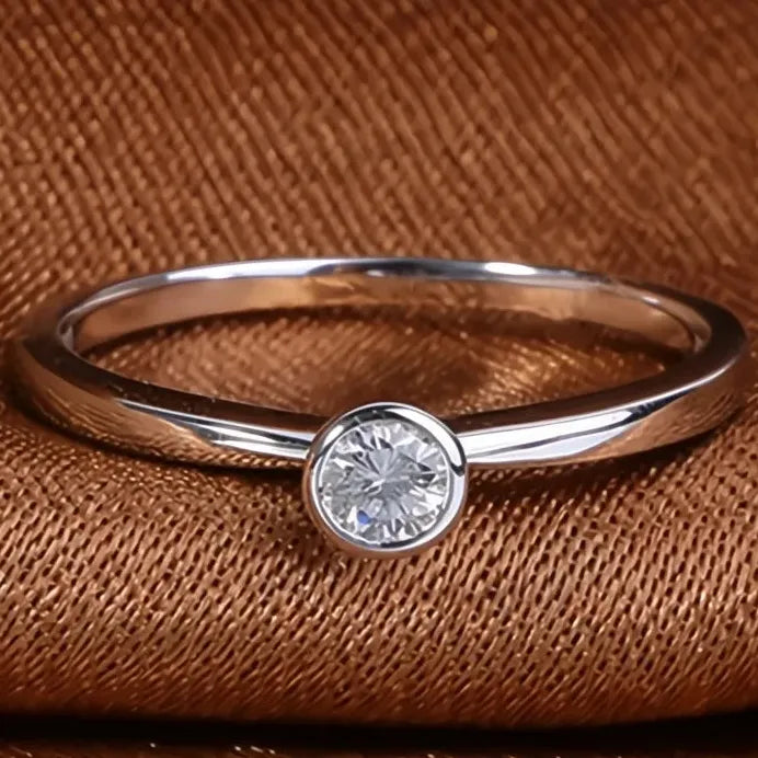 Minimalist Women's Brass Eternity Wedding Ring with Cubic Zirconia Stones