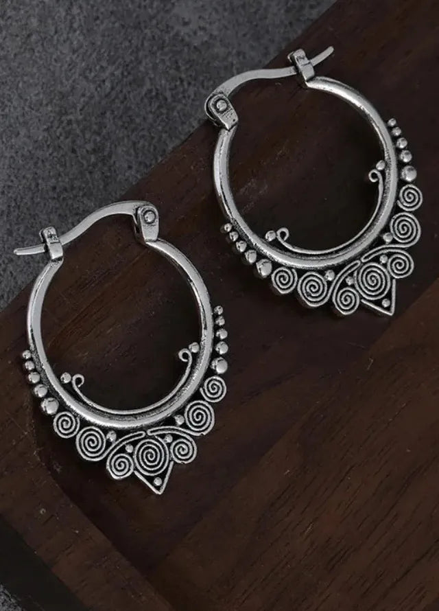 Vintage Hypoallergenic Zinc Alloy Needle Hoop Earrings Boho Jewelry for Men Women