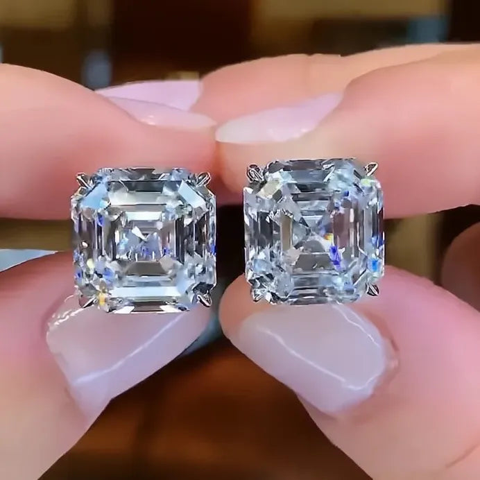 Geometric Cubic Zirconia Stud Earrings for Women Everyday Fashion Jewelry