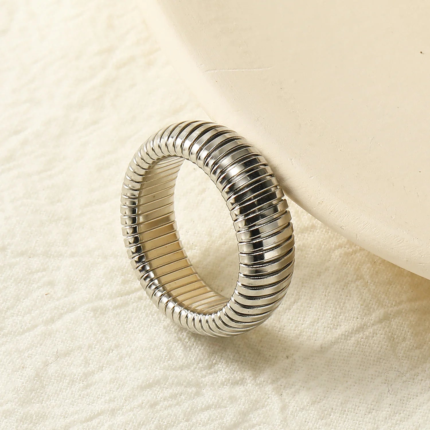 18K Gold Plated Stainless Steel Snake Chain Ring Waterproof Retro Punk Jewelry