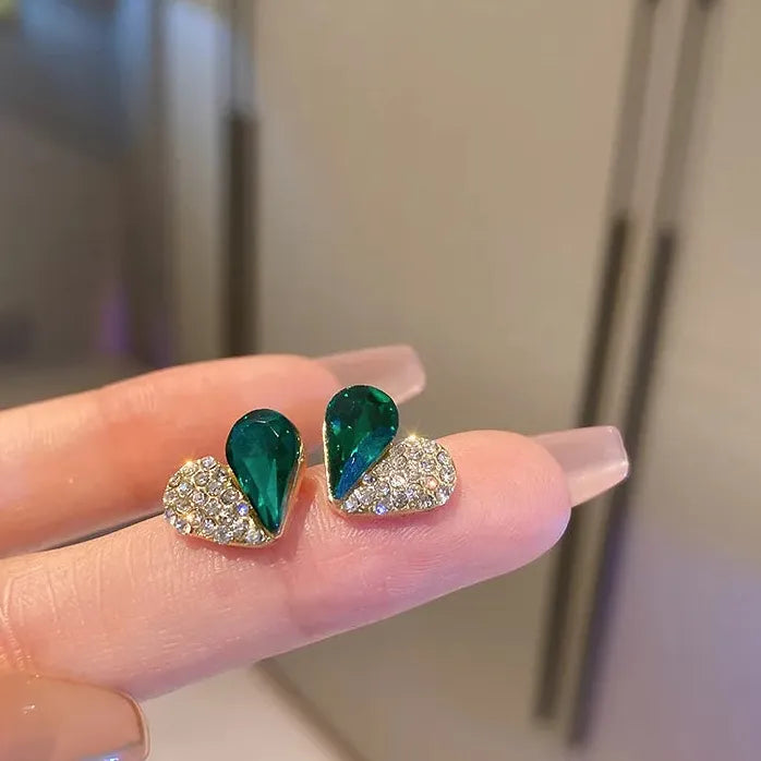 Personalized Heart Stud Earrings for Women Crystal Jewelry Charm Gift
