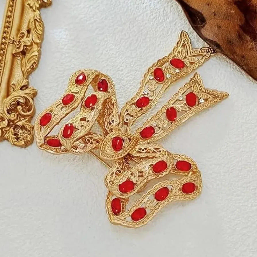 Classic Rhinestone Bow Brooch Wedding Party Gift for Men and Women