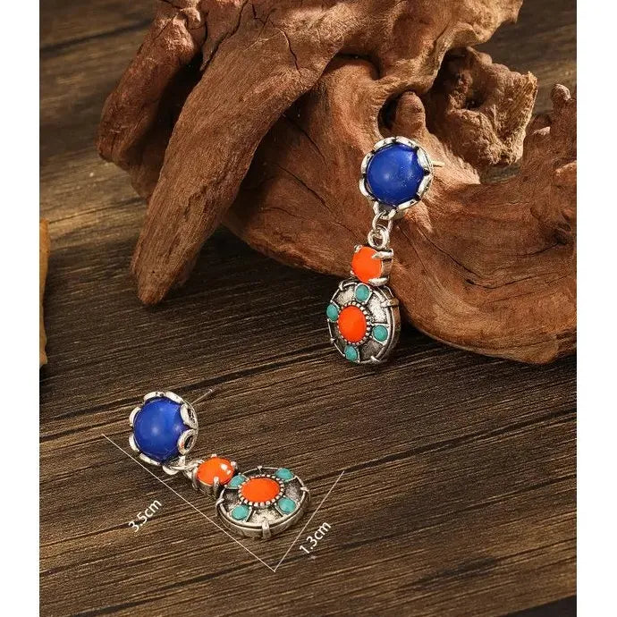 Silver Water Drop Dangle Earrings with Natural Stone for Women Bridal Wedding Gifts