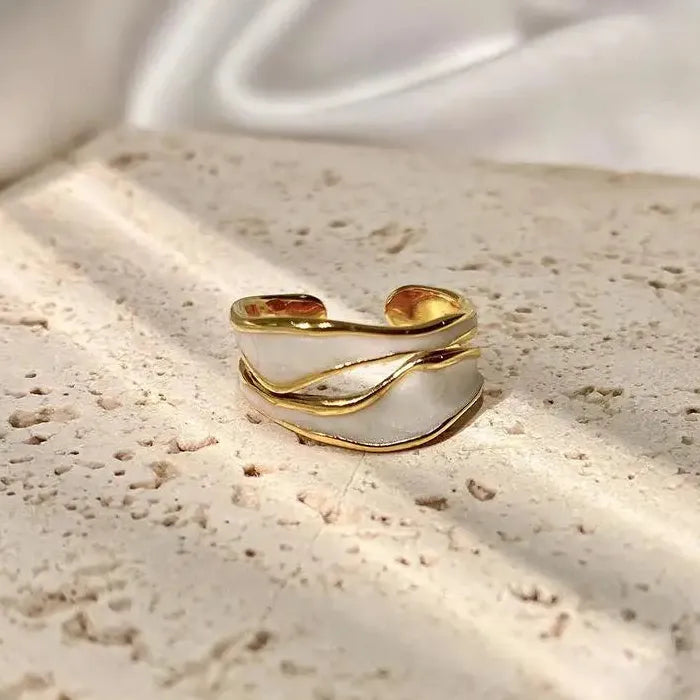Adjustable Retro Gold Double Oil Drip Ring for Women 2025 Trendy Jewelry